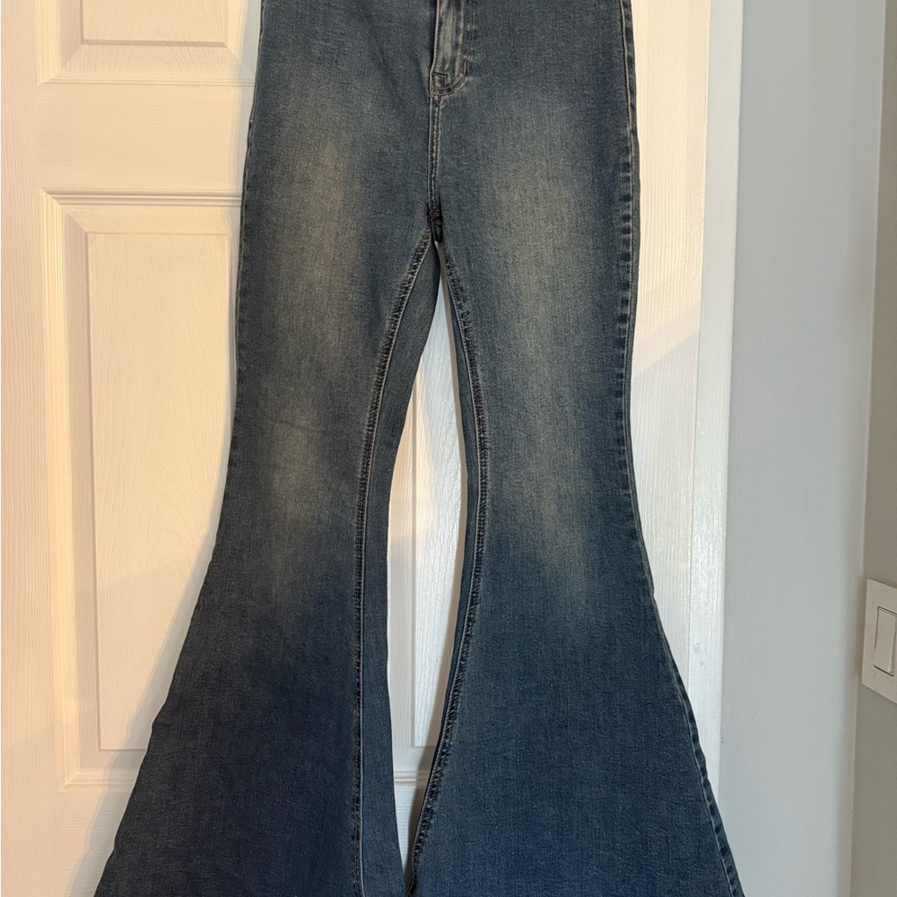 Cowgirl Blue Flare Wide Leg Jeans